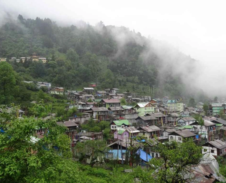 Morning light over Lachen village in North Sikkim