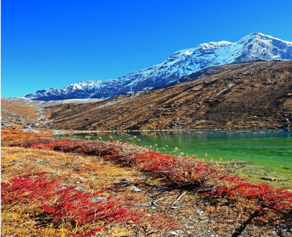 Open alpine landscape of Thangu Valley in Sikkim